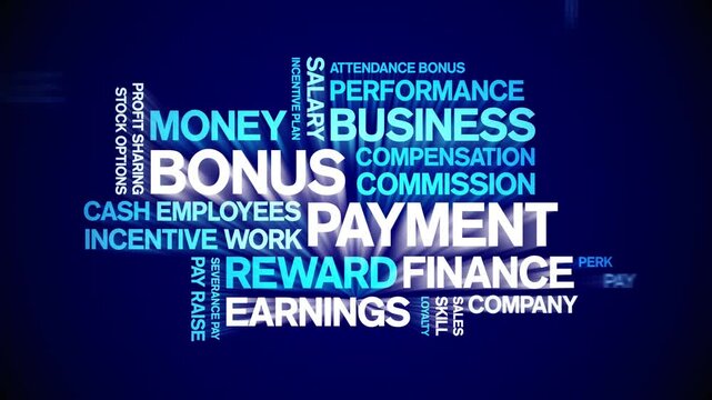 Bonus Payment animated word cloud-text design animation tag kinetic typography seamless loop.