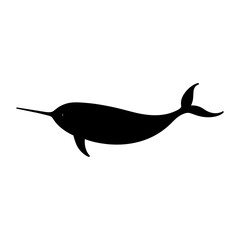 Silhouette of a Narwhal with a Long Tusk. © Erik