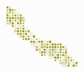 Fototapeta premium Curacao, shape of the country build of colored cells. Digital style map of the Curacao on white background. Large size square blocks. Awesome vector illustration.