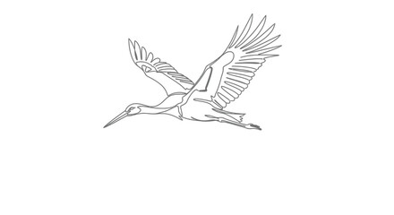 Obraz premium Stork bird in flight, symbol of new life, single line art