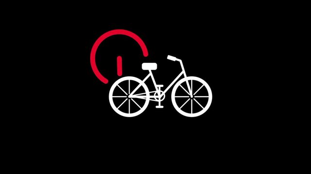 A larger bicycle icon with a red timer signifies a duration for a long distance ride or a rental period for a high quality professional bicycle