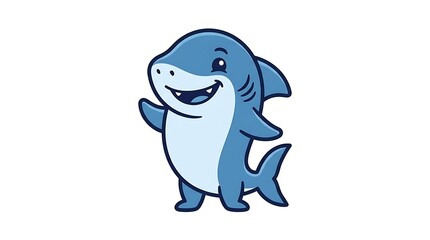 Obraz premium Smiling cartoon dolphin character standing.