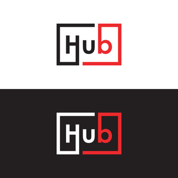 Hub logo design wordmark. Technology connection abstract dot, molecule and biotechnology system graphic design vector illustration. Symbol, icon, creative.