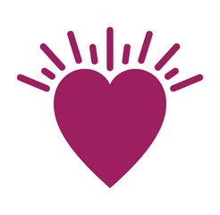 Obraz premium Pink heart symbol with radiating lines on white background