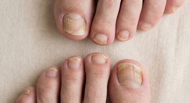 Fungal toenail infection onychomycosis macro view
