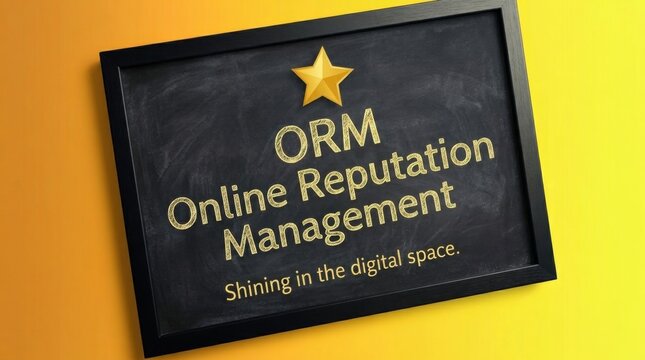 Online Reputation Management ORM with Golden Star Emblem on Chalkboard