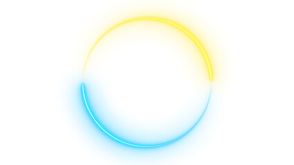 Abstract Blue and Yellow Neon Circular Ring Light Overlay on Transparent Background © Ajankeast