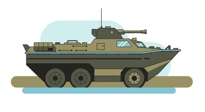 Armored Personnel Carrier (APC) Military Vehicle - Flat Design Illustration