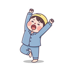Fototapeta premium Character stretching their arms in the morning