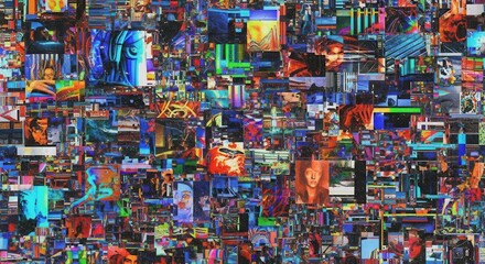 Fototapeta premium Vibrant Mosaic of Digital Art - A Kaleidoscope of Colors and Forms.