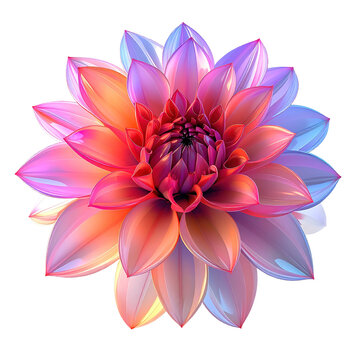 Vibrant Dahlia Flower Petals with Gradient Colors, Isolated on a Transparent Background.
