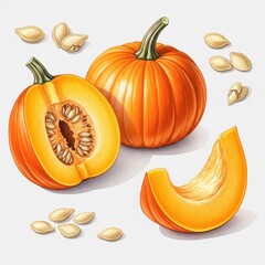 Vibrant Pumpkin Still Life - A Slice of Autumns Bounty.