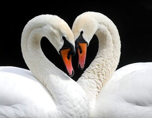 Fototapeta premium Two swans forming a heart shape (2)