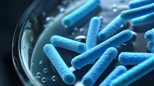 Listeria bacteria growth and behavior shown in a high quality video with details of microbial activities in a controlled environment