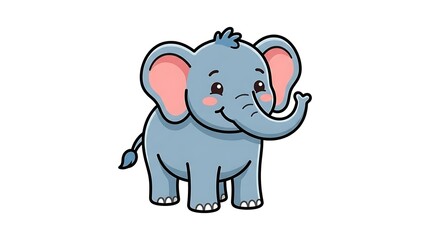 Obraz premium Cute cartoon elephant standing alone.