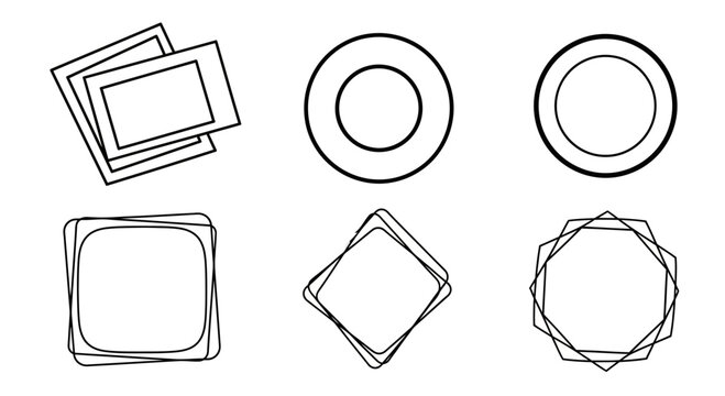 Geometric Shapes, Frames, Borders, Icons, Design Elements, Vector Graphics, Abstract Shapes