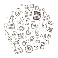 Fototapeta premium Simple line icons of board game elements