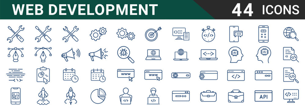 Web development icons set for designers and developers to create websites