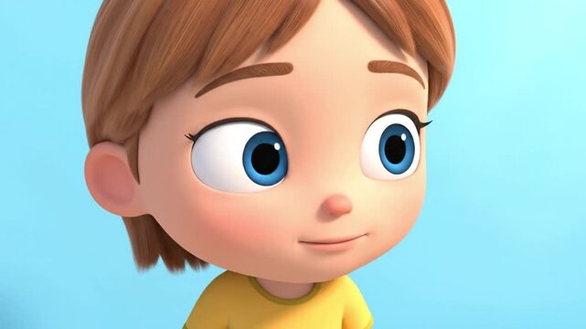 Animated child with different expressions.