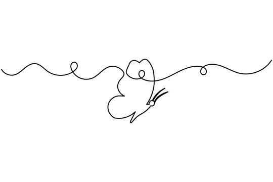 Butterfly continuous one line drawing minimalist style for nature and beauty concept vector