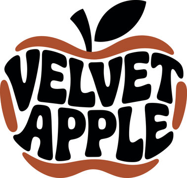 Velvet apple logo featuring stylized apple with text inside