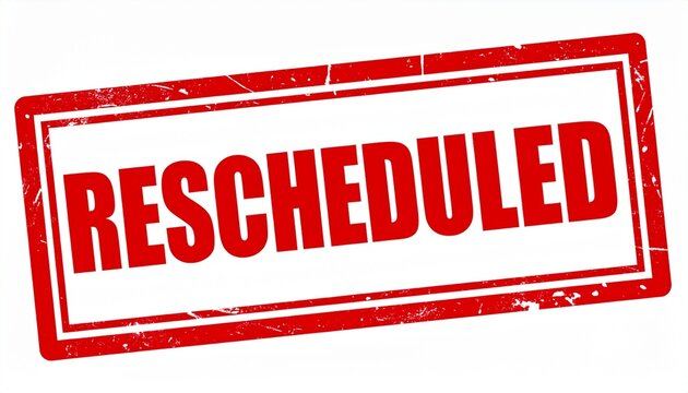 Red RESCHEDULED Stamp Graphic for Event Change