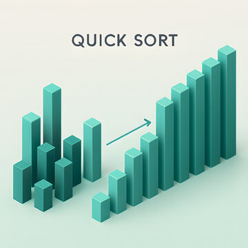 Abstract 3D Visualization of Quick Sort Algorithm Data Bars