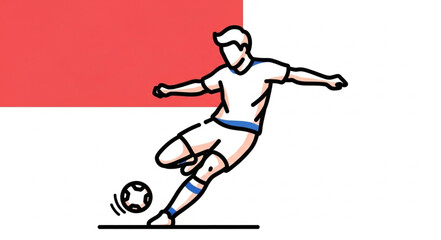 Fototapeta premium Soccer player kicking ball during game action illustration.