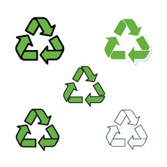 Obraz premium Stylized recycling symbol vector icon set green eco EPS10 isolated on white