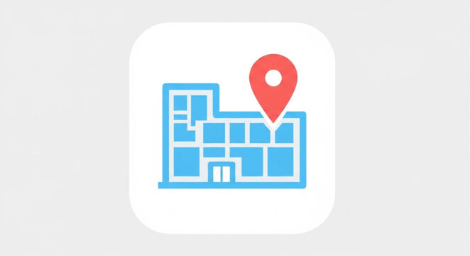 Building location marker icon flat design.