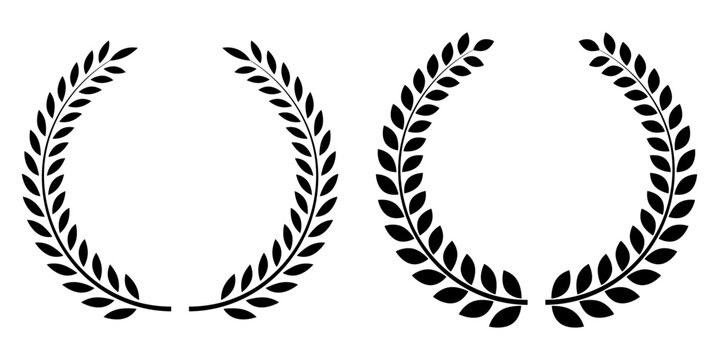 太葉月桂樹ローレルフレームセット（表彰・ランキング・ロゴ装飾ベクター素材）