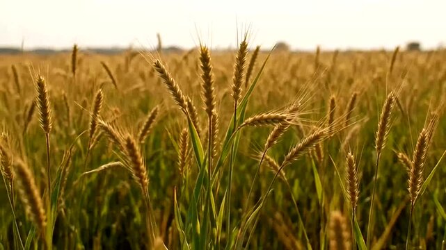 A field of golden wheat bathed in sunlight, evoking feelings of abundance and natural beauty. The scene captures the essence of rural landscapes