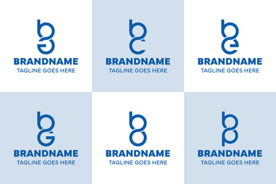 Letters BA BC BE BG BO BP Infinity Logo Set, for AB CB EB GB OB PB Initials