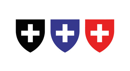 Fototapeta premium Three shield logos with white crosses