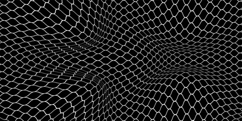 Fishing or soccer net. Repeated hexagon pattern. Black wired mesh texture isolated on white background.ilustrasion modern. © Amirul