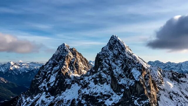 Snow-capped mountains under a clear blue sky