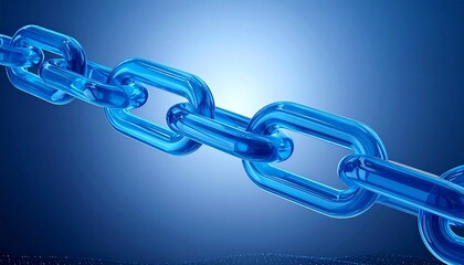 Obraz premium Digital blue chain with broken link disruption