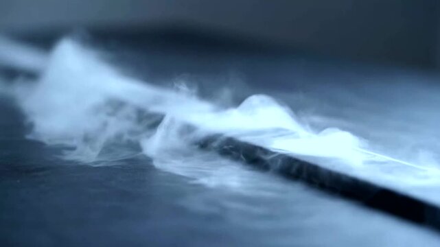 Whispers of Cold Fusion: A mesmerizing display of condensation and swirling vapors dancing around an object, evoking the silent drama of scientific processes. 