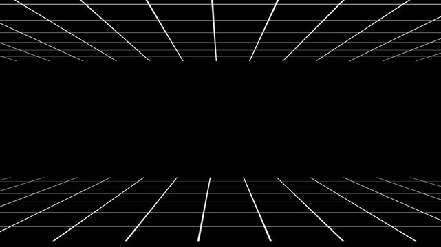 Abstract black and white vector background featuring a futuristic 3d grid pattern with digital lines and motion waves for a high technology architectural design backdrop