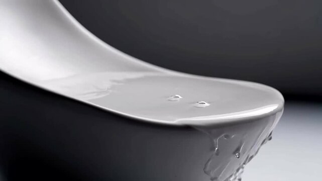 Modern Design with Water: A close-up shot of a contemporary design element, sleek and minimalist, with droplets of water clinging to its smooth surface, symbolizing purity and modern living.