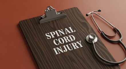 Spinal Cord Injury Document and Stethoscope on Wooden Clipboard