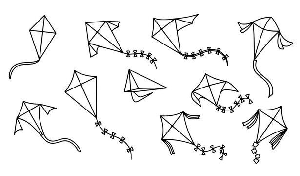 Minimal vector kite silhouettes for kids&rsquo; toys and freedom-themed illustrations