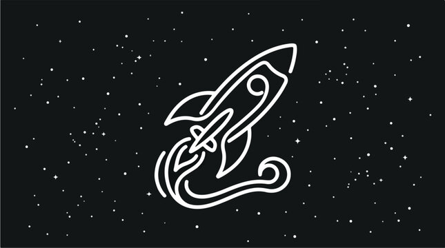 Rocket Ship Space Icon.