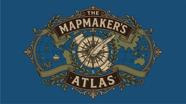 Vintage Map Makers Compass Logo.
