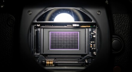 Fototapeta premium Camera Sensor Close-Up - Capturing Light and Detail.