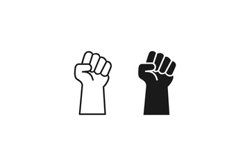 Fototapeta premium icon and outline raised clenched fist