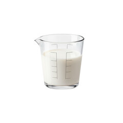 Glass Measuring Cup Filled with Milk and Markings