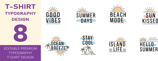Minimalist summer t-shirt typography designs with sun and waves © JOBAER GRAPHIC