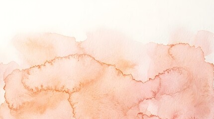 Fototapeta premium Soft coral and peach watercolor wash with organic, flowing shapes and textured edges, creating a warm, abstract background