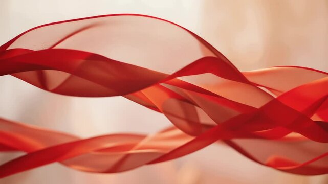 Abstract flowing red silk fabric with soft light and delicate texture for creative design background